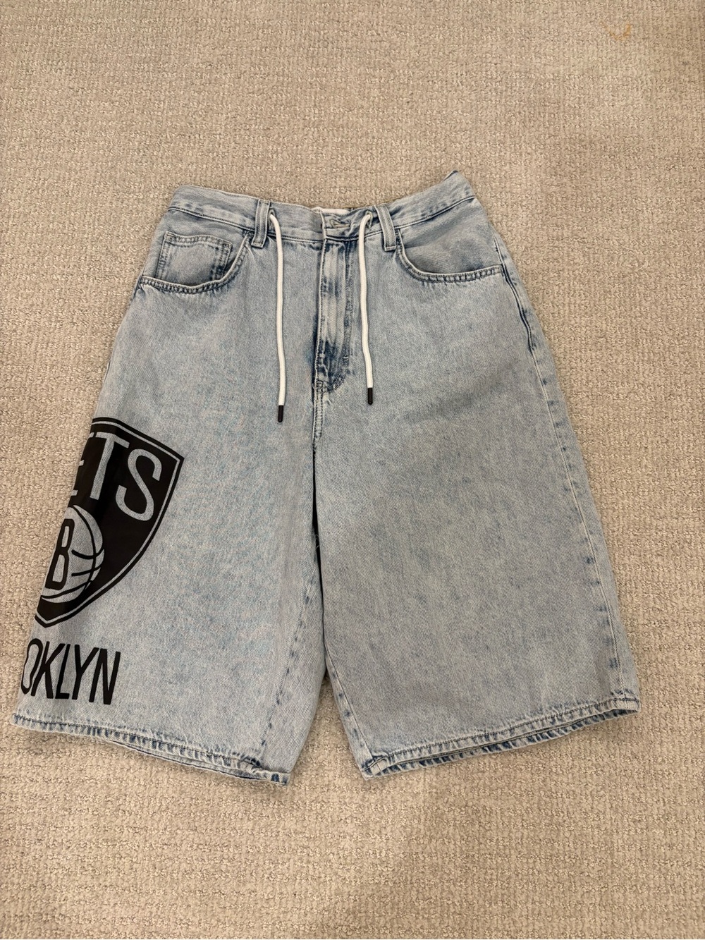 Bershka x NBA Brooklyn Nets denim shorts